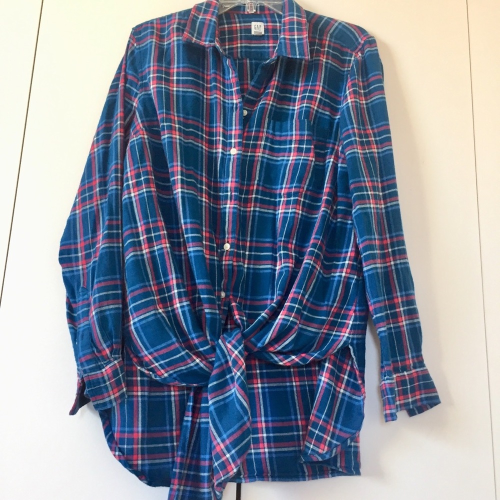 GAP Maternity Flannel Long Sleeve Tie Front Shirt